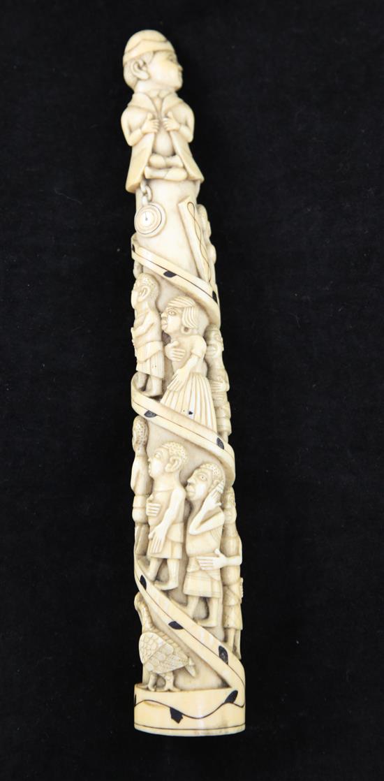 An early 20th century Belgian Congo ivory tusk, 8.5in.